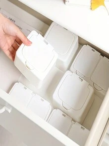 1pc Desktop Storage Box With Lid, Pop-Up Storage Container, Small Items Organizer - Multicolor - View 1