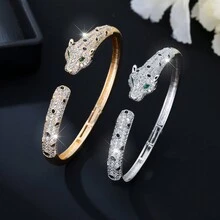 1 Máy Tính Sáng Tạo Phong Cách Hip-Hop Da Báo Dát Đá Cubic Zirconia Lắc Tay, Trang Sức Thời Trang Cao Cấp - vòng đeo tay - Xem 7