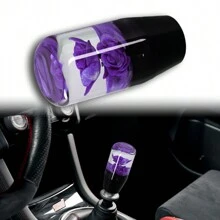 JDM 10CM VIP Clear Real Flowers Manual Gear Stick Shift Knob Lever Shifter Universal - Purple - View 1