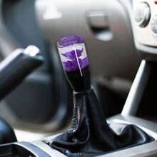 JDM 10CM VIP Clear Real Flowers Manual Gear Stick Shift Knob Lever Shifter Universal - Purple - View 2