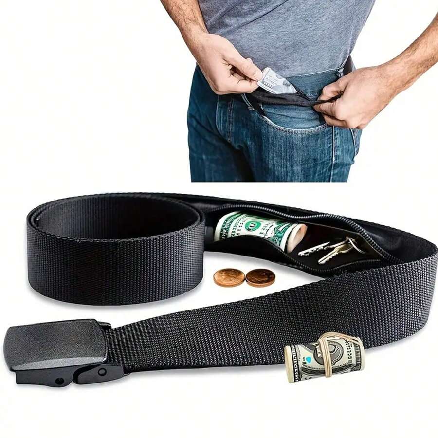 1入組旅行防盜腰袋，女性隱藏式旅行收款腰包，男性隱藏式腰帶，旅行安全收款腰帶，現金箱防盜腰帶，男女通用隱密收款帶 - 彩色 - 查看 1