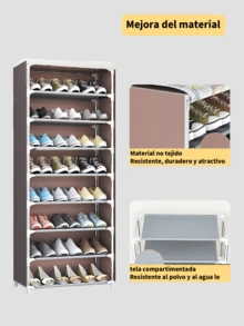 Zapatera con Cubierta de Tela con 9 Niveles Organizadores de Zapatos, Estructuras de Acero y Conectores de Plástico, Para Almacenar y Guardar los Zapatos,Zapatera Organizador - Gris Claro - Ver 7