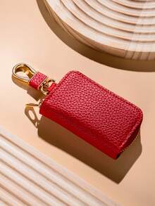 1Pc Fashionable Car Key Bag, Universal Model, Men's And Women's Storage Key Leather Case, Mini Key Bag - one-size - View 4