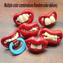 1pc Prank Lips Big Teeth & Buck Teeth Pacifier Toy For Dogs - Fun Pacific Shape Interactive Red Lip Toy For Playtime And Dental Health, Durable Material, Suitable For Small Breeds (Multiple Color Combinations, Random Color Delivery) - Multicolor - View 3