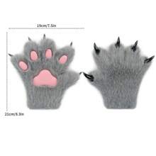 Furry Fur Cat Wolf Fox Dog Fluffy Animal Paws Claws Gloves Mittens Hands Costume Cosplay For Kids Halloween