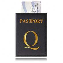 Hot Passport Cover PU Leather Card Case For Women  Initials A To Z Letter Pattern Passport Holder Lovers Men Air Plan Travel Passport Sleeve Business Passport Holder ID Cover Unisex Card Slim Passport RFID Card Case Cover Travel Accessories - Black - View 13