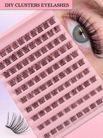 Rikuaild 100Pcs DIY Cluster Eyelashes Extension Volume Fluffy Wispy Eyelashes Soft&Natural Segmented Individual Eyelashes Cross Curling Eyelasheslash Clusters,Eyelash Clusters,Individual Eyelashes,Lashes,Fake Lashes