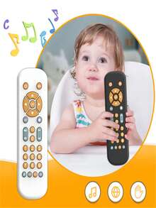 1 pieza Control remoto de simulación de TV para bebé, juguete educativo de aprendizaje temprano musical de televisión (sin baterías) - Multicolor - Ver 4