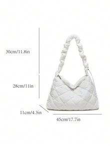 Fashionable Quilted Soft Skin-Friendly Thread Embroidery Ladies' Travel/Vacation Large Capacity Lightweight Shoulder Bag With Adjustable Strap - White - View 8