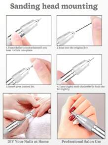 Electric Nail Polish Drill Machine Set With Nail Drill Bits & Sanding Rings, 35000RPM Portable Electric Manicure Art Pen Electric Nail Grinder, Nail Efile Nail Drill Pen Manicure Machine Kit, Professional Nail Art Polish, For Shaping And Buffing, Cuticle Dead Skin Callus Remover & Gel Exfoliator Machine Set, Toenail Grinder Nail Polishing Equipment Nails Appliance Manicure Pedicure Kit Accessory DIY Nail Art Tool For Ceramic Acrylic Gel Nail, Salon & Home Use - Blanco - Ver 6