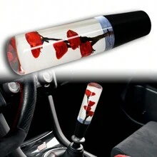 JDM 10CM VIP Clear Real Flowers Manual Gear Stick Shift Knob Lever Shifter Universal - Red - View 1