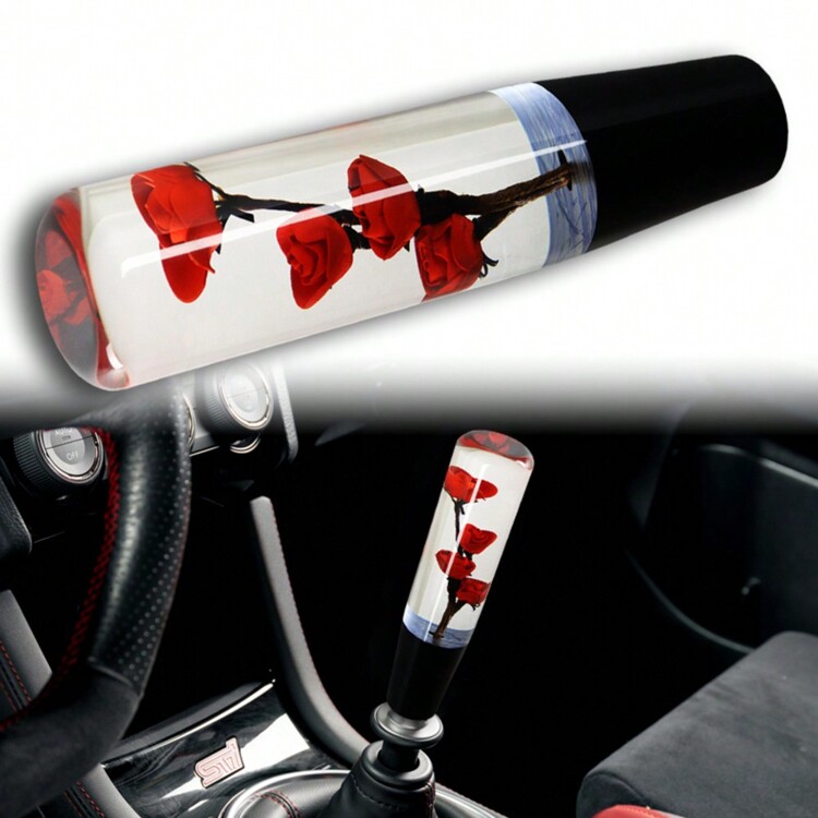 JDM 10CM VIP Clear Real Flowers Manual Gear Stick Shift Knob Lever Shifter Universal - 紅色 - 查看 1