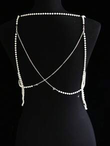 1pc Faux Pearl Heart Pendant Body Chain Jewelry