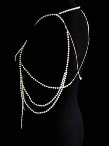 1pc Faux Pearl Heart Pendant Body Chain Jewelry