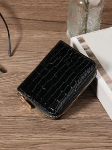 SOUTHLAND&KANGAROO 多功能零钱包 字母图形卡夹 多卡位卡片收纳盒 信用卡学校用品 宿舍用 高品质真皮女士钱包 钱包 小钱包 - 黑色 - 查看 2