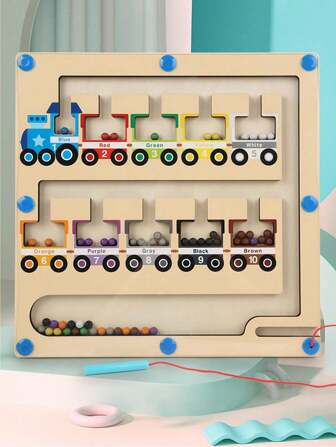 1入兒童教育木製顏色分類小火車動物鞋數學計算教具行走毛筆迷宮有助於兒童理解顏色和計算，學校，學生，文具，學用品