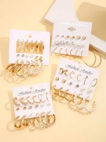 Conjunto de 99 piezas de colgantes minimalistas con diseños de mariposa, geométricos, retorcidos, perla falsa, corazón, infinito, multicapa, rhinestone y en forma de C para mujer, que incluye aretes, pendientes, aros y anillos, adecuado para citas, fiestas, uso diario, festivales, sin caja de regalo para San Valentín, mamá, madre, Día de la Madre