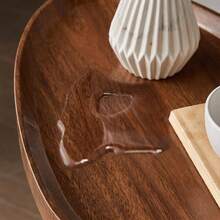 沙發邊桌小型C字形沙發桌可愛托盤臥室床頭桌杏仁色桌面簡潔風格家居裝飾，適用於閱讀書籍、飲用咖啡、插花等 - 棕色 - 查看 8