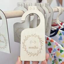 Baby Closet Size Dividers 7Pcs/Set Wooden Baby Closet Organizer Infant Baby Clothes Wardrobe Hanger Organizer From Newborn To 24 Month Boys Girls Nursery Room Decor Hanging Dividers Love Valentine