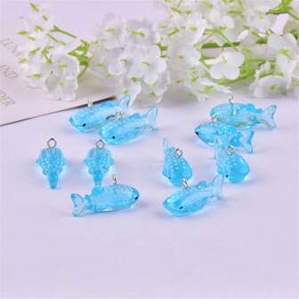 5pcs/10pcs/20pcs 28*13*9mm Cute Resin Whale Shaped Pendant, Ideal For Summer Ocean Themed Jewelry Making, DIY Accessory For Necklaces, Earrings, Keychains, Etc.