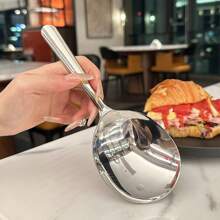 1PC/2pcs Large Stainless Steel Buffet Spoon, Large Serving Spoon, Party/Banquet/Buffet Spoon, Dishwasher Safe, Kitchen Silver Spoon, Practical Kitchen Gadgets For Family Use,School Supplies