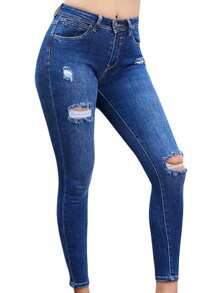 NYD Jeans para Mujer, vaqueros pantalones de mezclilla, corte skinny cómodos y juvenil para dama - Moda Ultraligera Elegante Casual Confortable Excelente Calidad, Moderna, Actual. El mejor regalo para Novia, Hija, Esposa, Mama, Tía, Amiga, Aniversario, San Valentín, Dia de las madres, Navidad, Cumpleaños.  BHI2310-JEANS - Azul lavado oscuro - Ver 8
