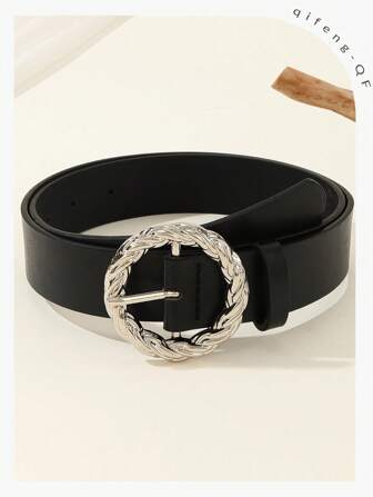 1 件时尚轻盈奢华女士腰带，配大号圆形银色 D 形环扣，适合夏季、秋季、万圣节