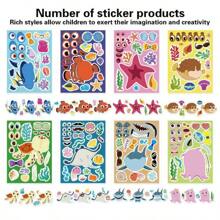 8/16/24/32 Sheets Reusable Make-A-Sea Face Stickers Ocean Animals DIY Art Craft Rewards For School Kid Teacher Summer Mermaid Party Favor Sticker For Birthday Gift Children Room Ocean Decorated Stickers,Stickers For Teachers,Boy Party Favors