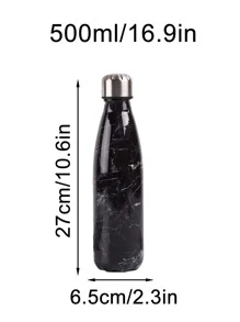 1入組客製化文字保溫真空瓶，500ml/16.9oz，個性化，上傳您想客製化的文字 - 大理石黑色 - 查看 2