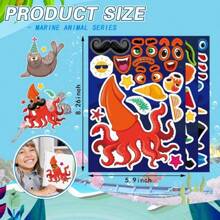 8/16/24/32 Sheets Reusable Make-A-Sea Face Stickers Ocean Animals DIY Art Craft Rewards For School Kid Teacher Summer Mermaid Party Favor Sticker For Birthday Gift Children Room Ocean Decorated Stickers,Stickers For Teachers,Boy Party Favors