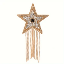 1 grote, nieuwe, veelkleurige, vijfhoekige stervormige kwast
met kristallen strass-steentjes voor hittereparatie, decoratief strijkijzer
voor kleding, schoenen en hoeden, en DIY-patroonaccessoires voor bagage