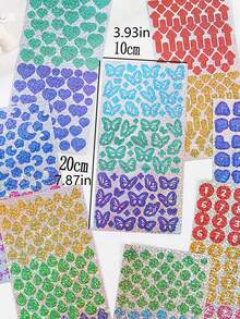 Calcomanía brillante PET de la serie de fragmentos de purpurina con personajes lindos para decoración de diario, 1 pieza aleatoria - Multicolor - Ver 2