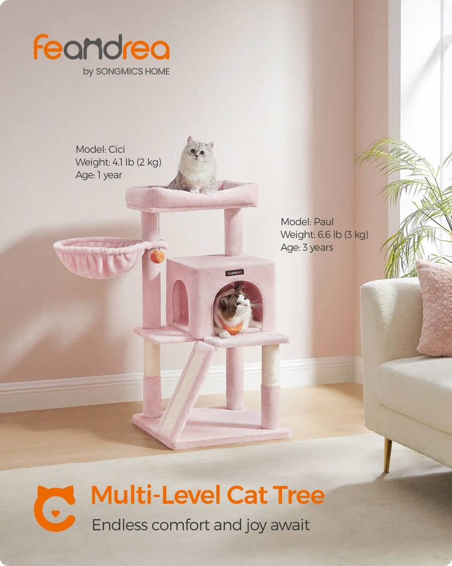 Feandrea Cat Tree, Small Cat Tower With Widened Perch For Large Cats