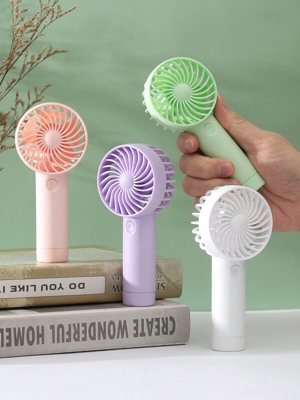 AOYI 1pc 500mAh Rechargeable Portable Handheld Mini Fan With 3 Speed Adjustments, Comes With USB Charging Cable And Lanyard