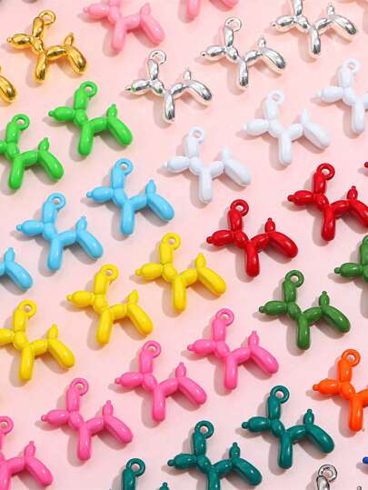 beadia 10/30pcs Diy Balloon Dog Spray Painted Zinc Alloy Shiny Pendant, For Bracelet/Necklace/Keychain, Random Color