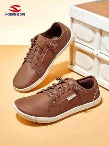 HOBIBEAR Minimalist Fashion Men's Slip-On Sneakers, Lightweight Wide Toe Box Soft Sole Comfortable Barefoot Shoes - Brown - View 2