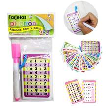 mutiplicaciones  llavero tarjetas tablas de multiplicar plastificadas con 1 plumón, llavero de enseñanza - Multicolor - Ver 3