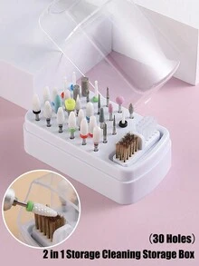 Hộp lưu trữ máy khoan nghệ thuật làm móng 30 lỗ có bàn chải mài Đầu giữ bit đầu chà nhám 2 trong 1 Dụng cụ làm móng tay Đầu bàn chải trưng bày Hộp lưu trữ làm sạch Hộp lưu trữ Hiển thị dụng cụ khoan móng tay Giá đỡ móng tay (Không có mũi khoan) - Nhiều màu - Xem 11
