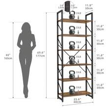 工業風4-6層架木質書櫃書架儲物展示架書架，適用於客廳家居辦公室 - 棕色 - 查看 3