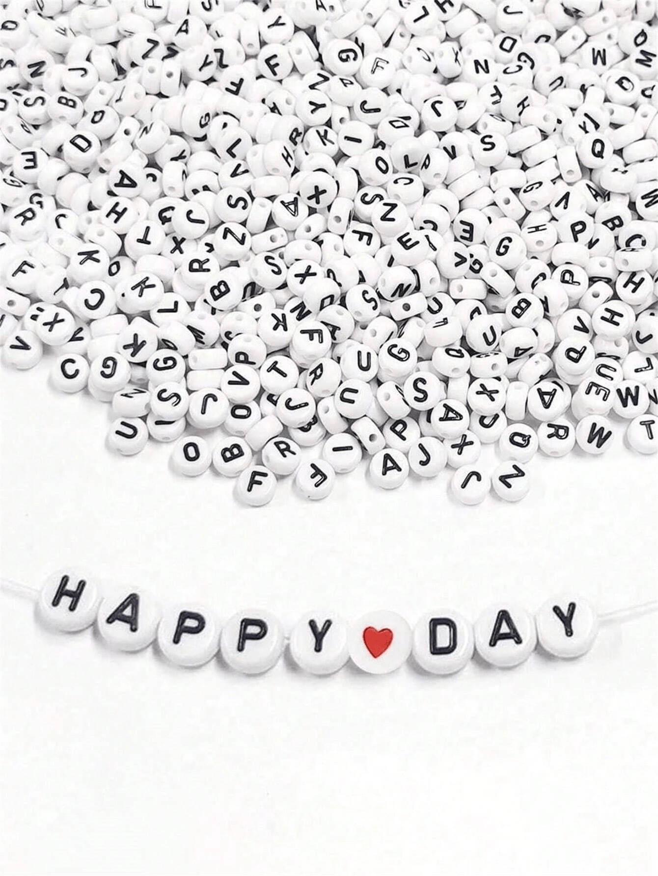 100/200/500/1000入組4*7mm 26個大寫字母的亞克力製字母珠子，適用於珠寶手鍊製作和友誼手鍊