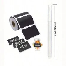 120pcs/Roll Black Reusable Waterproof Wave-Shaped Labels For Kitchen Utensils, Containers, Jars, Spice, Food Storage,Kitchen,Summer Beach Party,Food,Camping,Organizer,Room Decor,Kitchen Items. - Multicolor - View 11