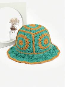 قبعة مصنوعة يدويًا بالكروشيه والتريكو، قبعة دلو مزخرفة بزهرة هيونا المجوفة، خفيفة وقابلة للتنفس للرجال والنساء، مناسبة للارتداء اليومي في الربيع والصيف - متعدد الألوان - مشاهدة 15