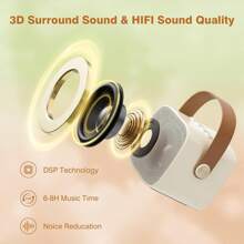 Mini Karaoke Machine, Portable Bluetooth Karaoke Speaker With 2 Wireless Microphones, MP3 Music Player - Beige - View 2