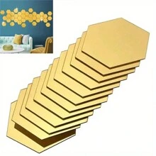 48 piezas Pegatinas de espejo de pared hexagonal de acrílico, espejos decorativos desmontables, adornos artísticos con forma hexagonal autoadhesivos para decoración del hogar, pegatinas, vinilos decorativos para decoración del hogar, artículos de decoración de primavera para renovar su hogar, pegatinas de decoración Rama