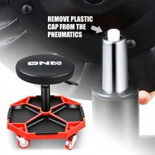 Adjustable Height Pneumatic Garage Seat Rolling Mechanic Stool With Tool Tray Storage - Black - View 3