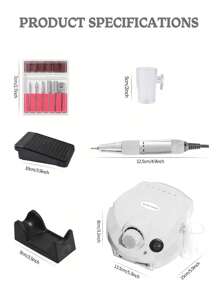 Electric Nail Polish Drill Machine Set With Nail Drill Bits & Sanding Rings, 35000RPM Portable Electric Manicure Art Pen Electric Nail Grinder, Nail Efile Nail Drill Pen Manicure Machine Kit, Professional Nail Art Polish, For Shaping And Buffing, Cuticle Dead Skin Callus Remover & Gel Exfoliator Machine Set, Toenail Grinder Nail Polishing Equipment Nails Appliance Manicure Pedicure Kit Accessory DIY Nail Art Tool For Ceramic Acrylic Gel Nail, Salon & Home Use - Blanco - Ver 8