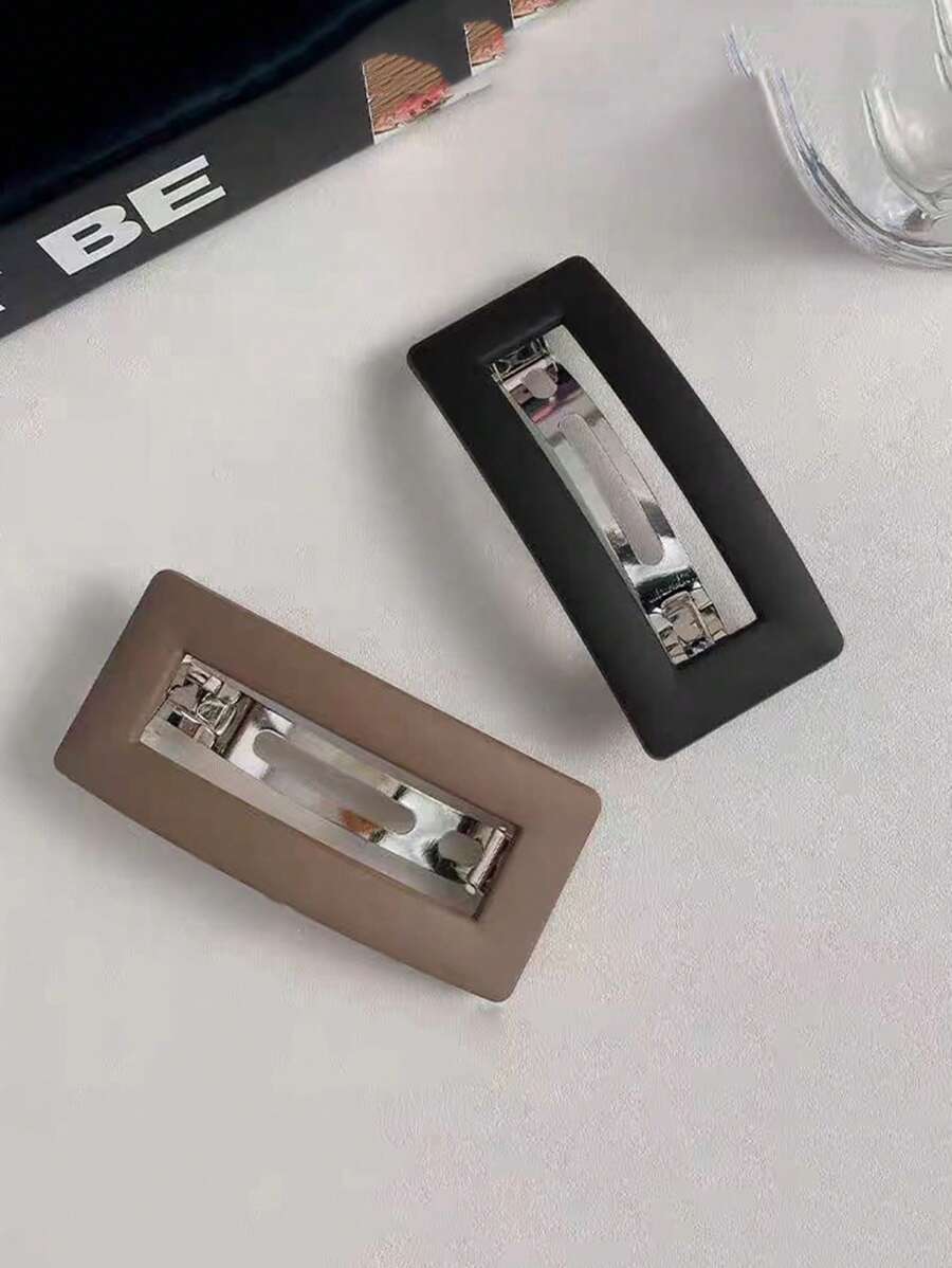 1个/2个装 女士防滑时尚简约哑光复古发夹爪夹发卡,学习用品,发饰,头部饰品,女士发饰,发夹,夏季,假日,旅行,节日,派对 - 2pcs黑色棕色 - 查看 1