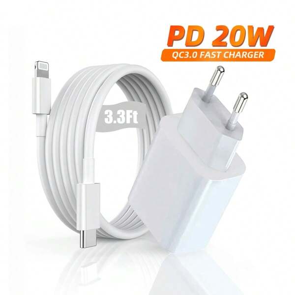 Kit de carga rápida de 20W [Cargador de pared USB C + Cable USB C a Lightning de 3.3 pies/100 cm] Compatible con iPhone 14/13/12/11/XR/XS/XS Max, cargador móvil,cargador rápido, cargador de viaje compatible con iPhone, cargador de pared adecuado para oficina, escuela, dormitorio y hogar, regalo para familia, amigos, niños, cumpleaños, Navidad, invierno, apto para viajes, oficina, dormitorio y hogar