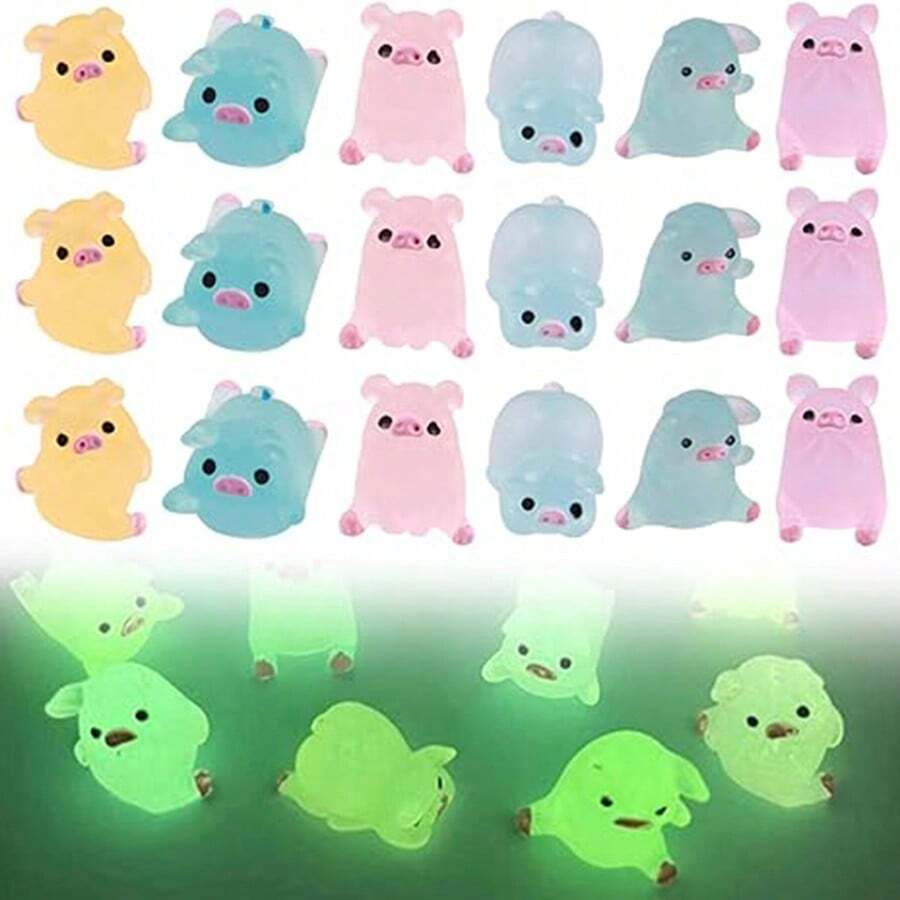 5/10/20/30 chiếc Mini Nhựa Thỏ Phát Sáng Chân Dung Thu Nhỏ Nhà Búp Bê Vườn Cổ Tích Cảnh Quan Bể Cá Phụ Kiện Trang Trí Cho DIY, Giáng Sinh, Tiệc Sinh Nhật, Bùa Chất Nhờn. (Lợn Phát Sáng Trong Bóng Tối) Tượng Động Vật Mini Phụ Kiện Xe Hơi Chậu Trồng Cây Cảnh Quan Đồ Thủ Công DIY Móc Khóa Ốp Điện Thoại
