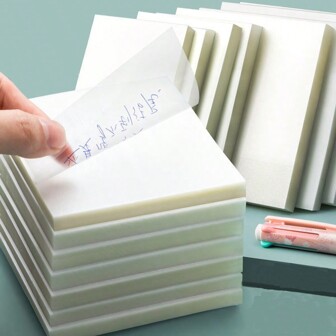 3英寸*3英寸50張/組透明黏性防水便條紙，帶貼紙日常待辦清單便條紙，適用於學校辦公室文具